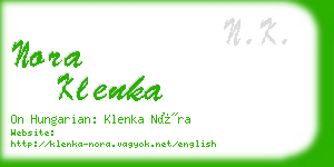 nora klenka business card